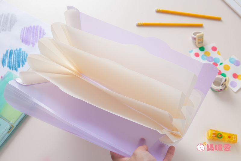日本文具 LIHIT - 外扣五層分層資料袋-A4-薰衣草紫