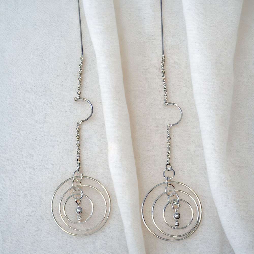多層次圓環垂墜式耳飾耳針耳環 (F SIZE)