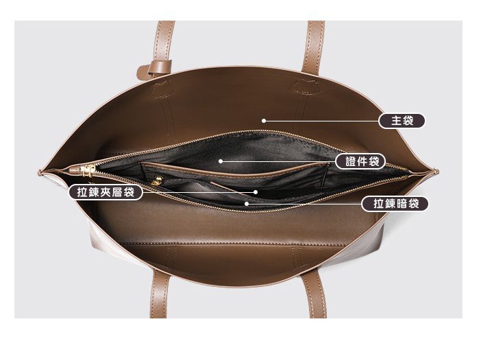 真皮大容量托特包-A4/13吋筆電可放-咖啡色 (34.5x27x12cm)