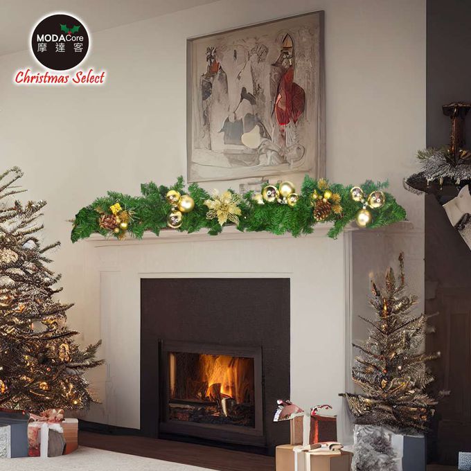 MODACore 摩達客 - 摩達客台製9呎(270cm)聖誕裝飾樹藤條 (金色系) (可彎曲調整/可掛門邊/窗邊/牆沿) 本島免運費