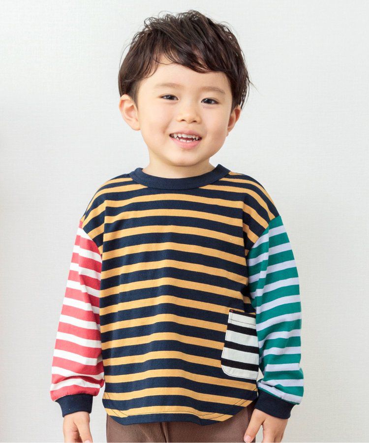 日本 BREEZE - 正反OK！圓領百搭長袖大學T-橫條紋-黑白