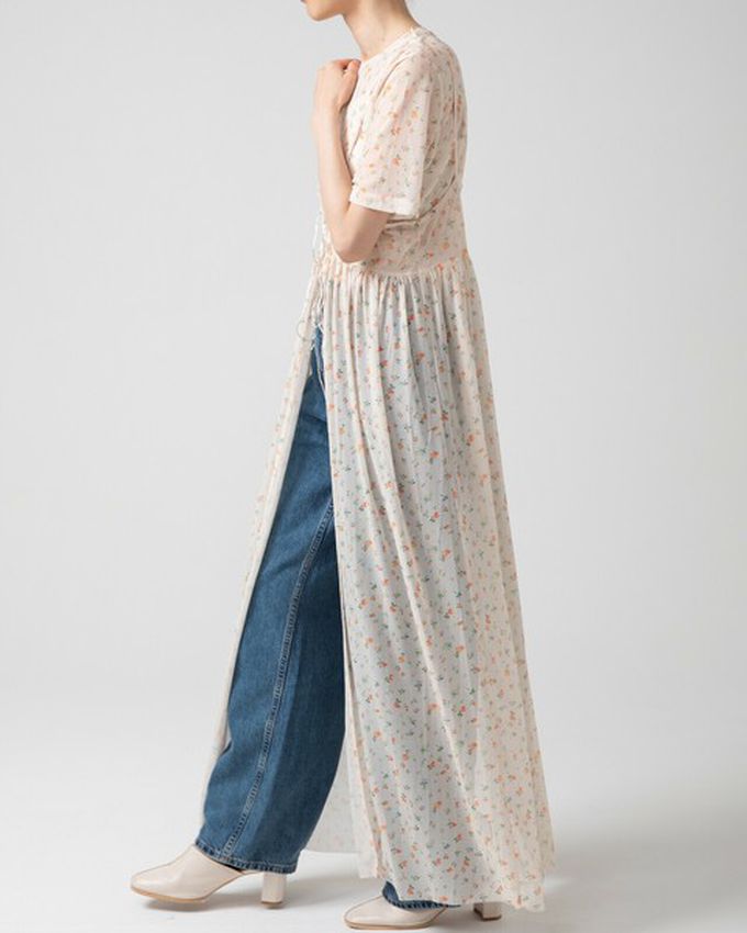 日本 gleam - 前後2way浪漫小花細肩帶薄紗洋裝-黑