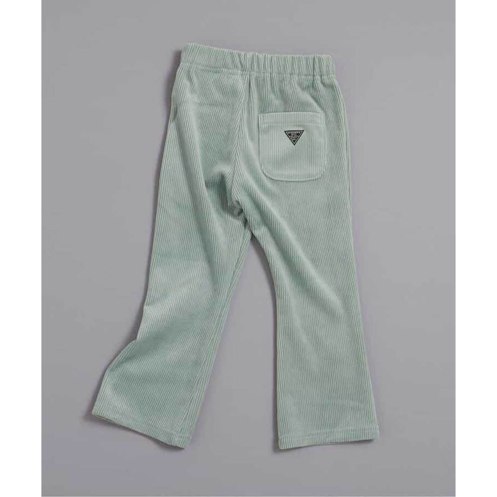 季節感舒適絨面微喇叭長褲-薄荷綠