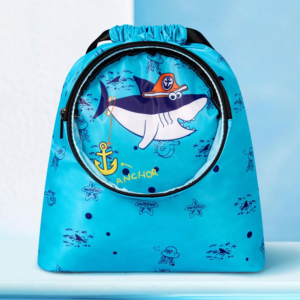 乾濕分離兒童游泳包-大鯊魚-淺藍色 (37x34x8cm)