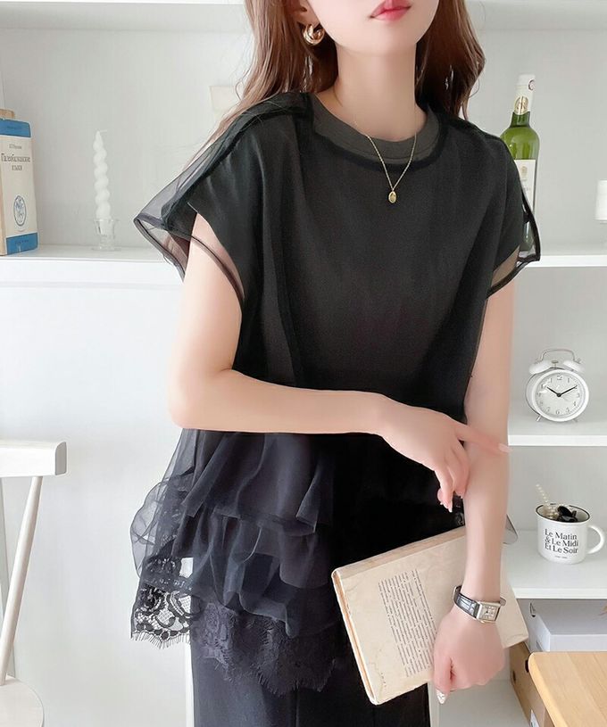 日本 Classical Elf - 前後6way復古酷感T恤+蕾絲薄紗-(2件組)-A美國鷹