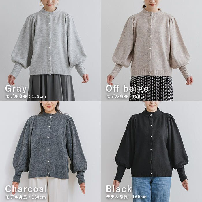 日本 ihuu - 優雅珍珠釦薄針織外套-深灰