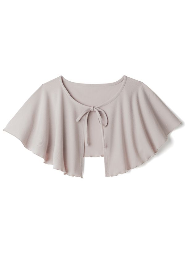 日本 GRL - 法式小斗篷扭結薄長袖上衣-淺灰棕