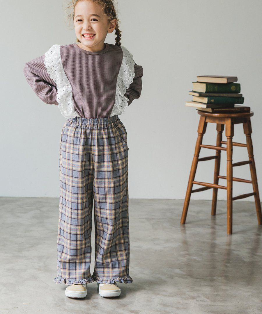 日本 PAIRMANON - 荷葉造型寬褲-深咖啡