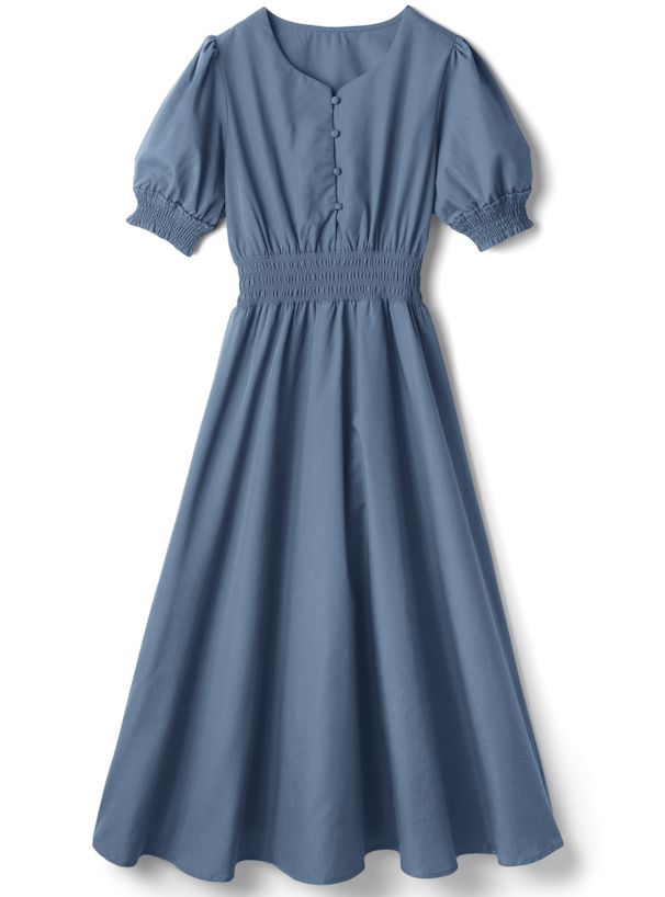 日本 GRL - 簡約氣質V領短袖洋裝-淺卡其