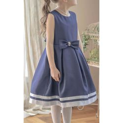 日本 Catherine Cottage - 珍珠蝴蝶結簡約法式洋裝/小禮服-海軍藍