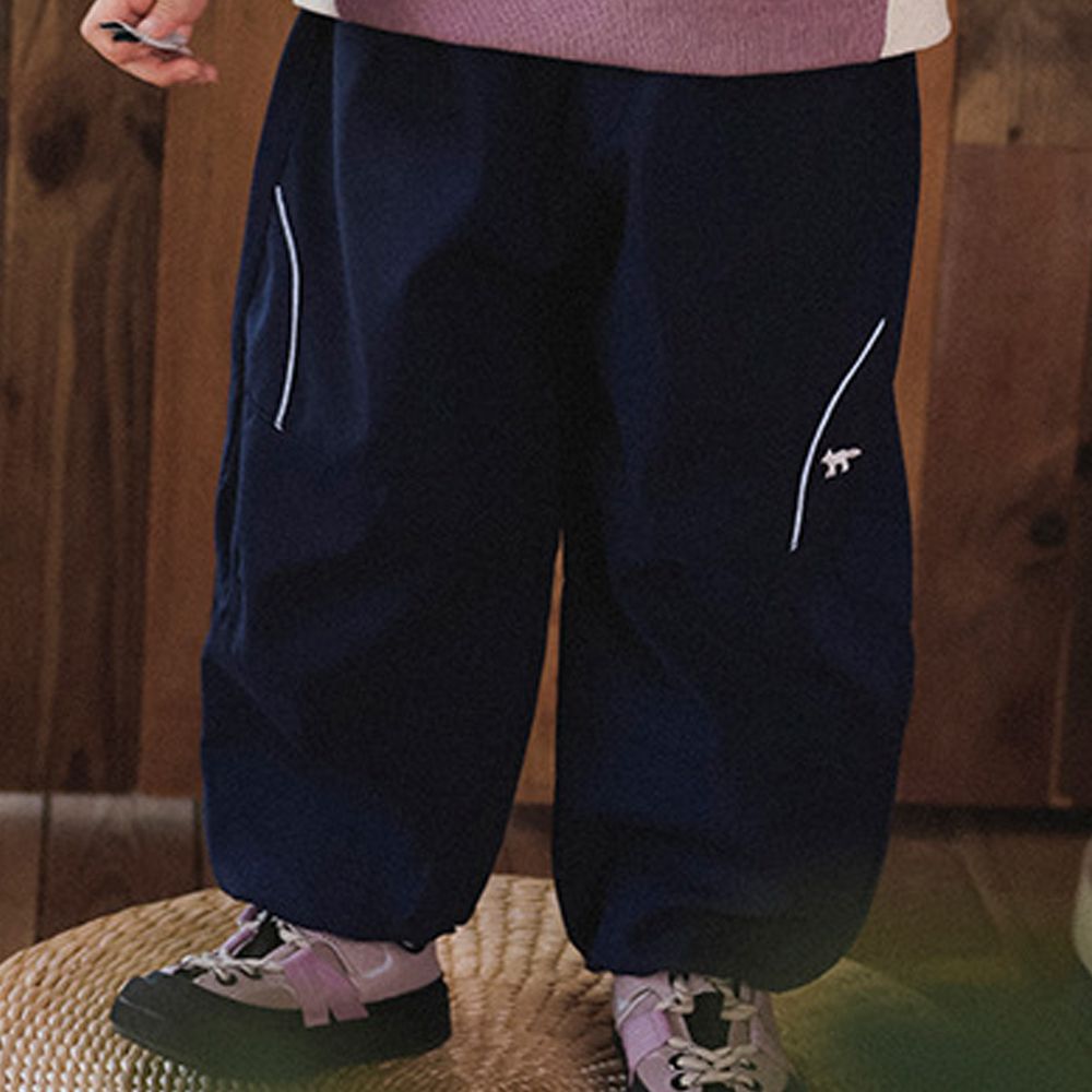 耐磨抗皺休閒束口長褲-反光條-藏青