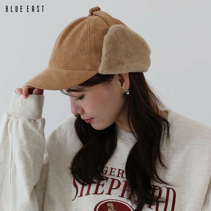 日本 BLUE EAST - 溫暖毛絨秋冬氛圍飛行帽-焦糖