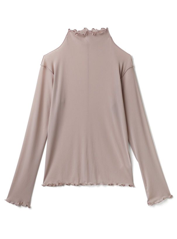 日本 GRL - 微透膚捲邊長袖上衣/內搭-天使白