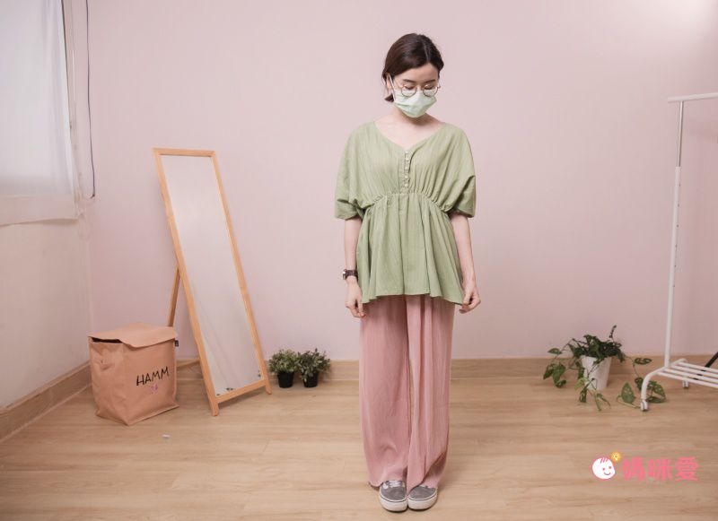 日本 ELENCARE DUE - 滿版圖騰綁帶長褲-白底