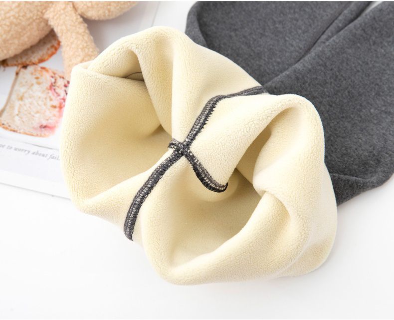 FANMOU - 加厚加絨高腰護肚內搭褲-英文字母SK-黑色