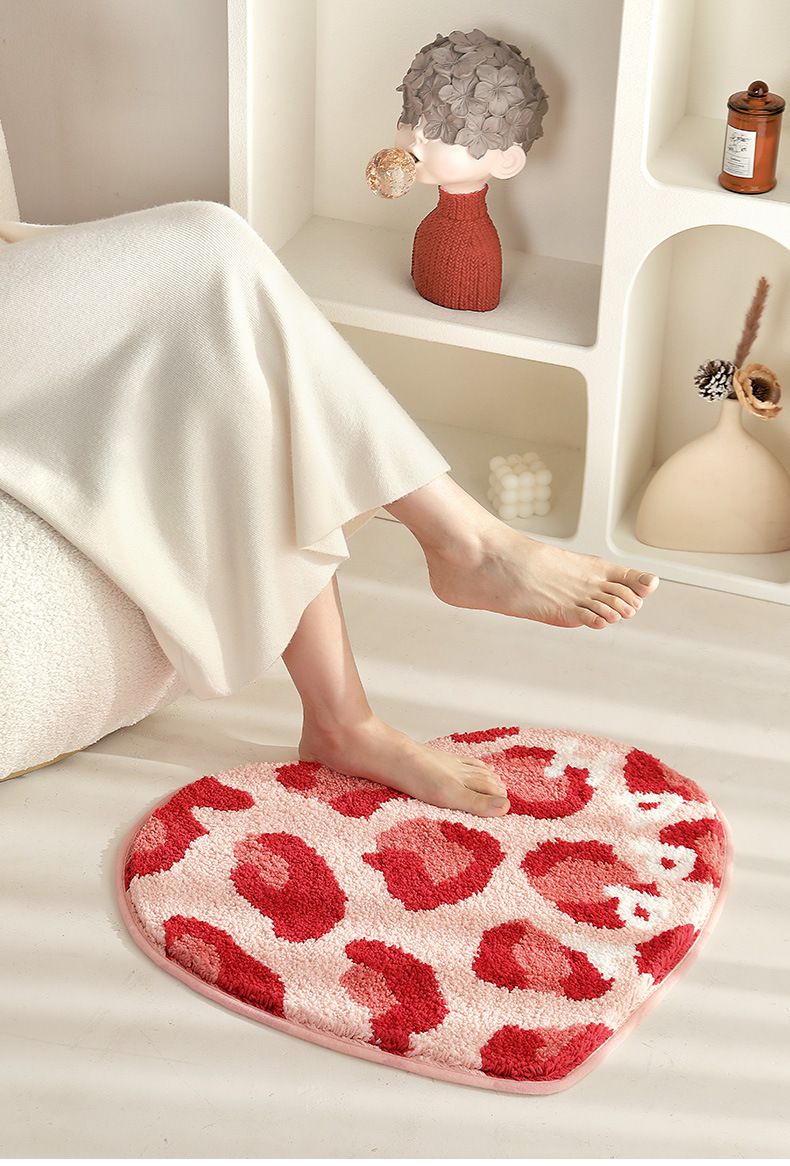 造型快速吸水植絨浴室腳踏墊-繽紛花花-奶白色 (45x70cm)