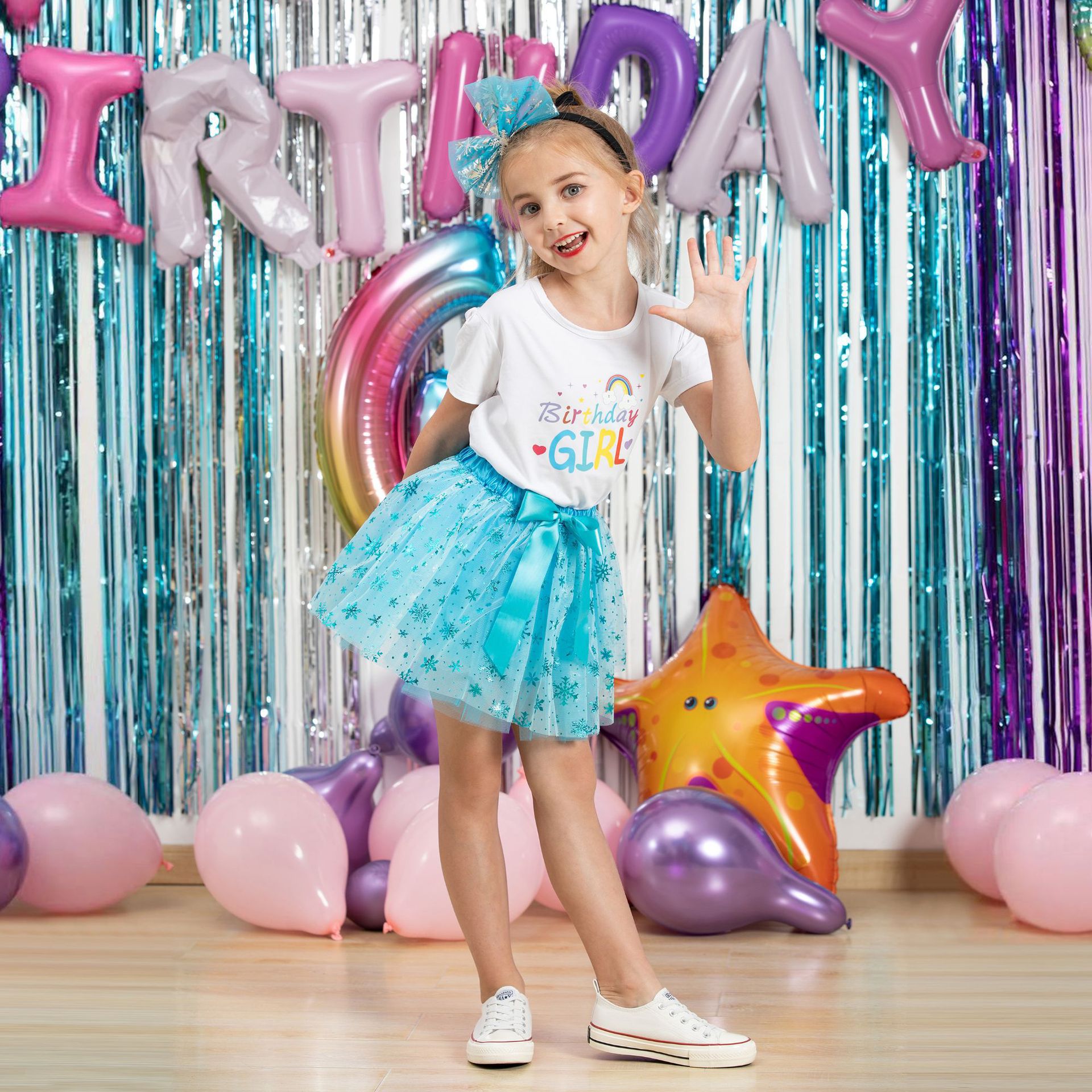 TUTUDRESS - 兒童網紗澎澎裙/片片裙+髮夾-亮片夢幻款-粉色-萬聖節裝扮