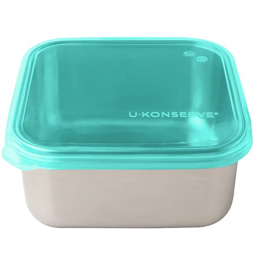 美國 U-Konserve 優康 - 304不鏽鋼方形保鮮盒 900ml-島青色-冷凍盒/便當盒/儲存盒