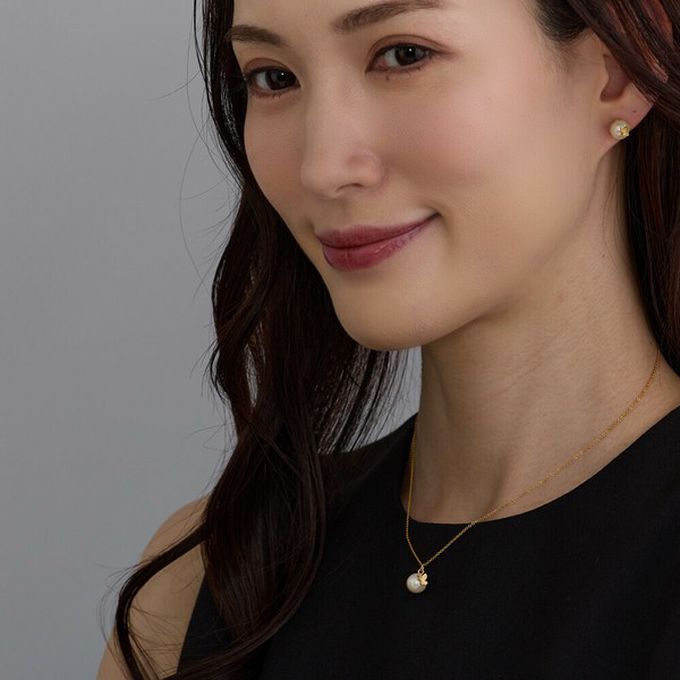 日本 Melody Accessory - 日本製 蝴蝶翩翩唯美單顆珍珠項鏈-金