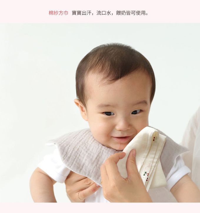 日本霜山 - 樱桃印花嬰幼兒親膚棉紗方巾 (30x30cm)-3條入