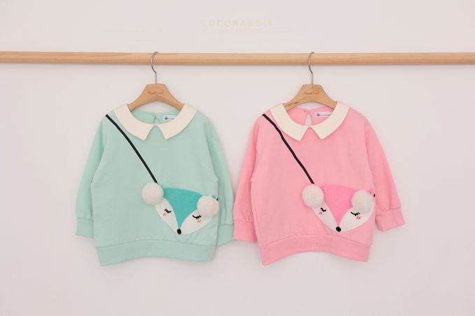 韓國 Coco rabbit - 害羞狐狸翻領長袖上衣-粉