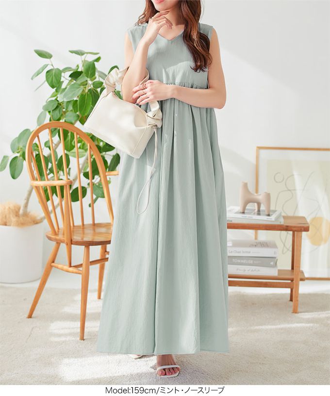 日本 Kobe Lettuce - 純棉清爽感2way領短袖洋裝(可選長度)-薄荷綠