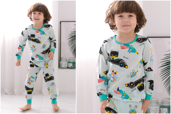 韓國 Maykids - 有機棉透氣長袖家居服-蒙面超人