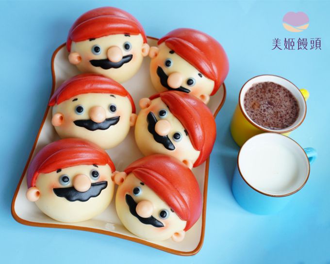 美姬饅頭 - 紅帽子叔叔鮮乳造型芝麻包-6入