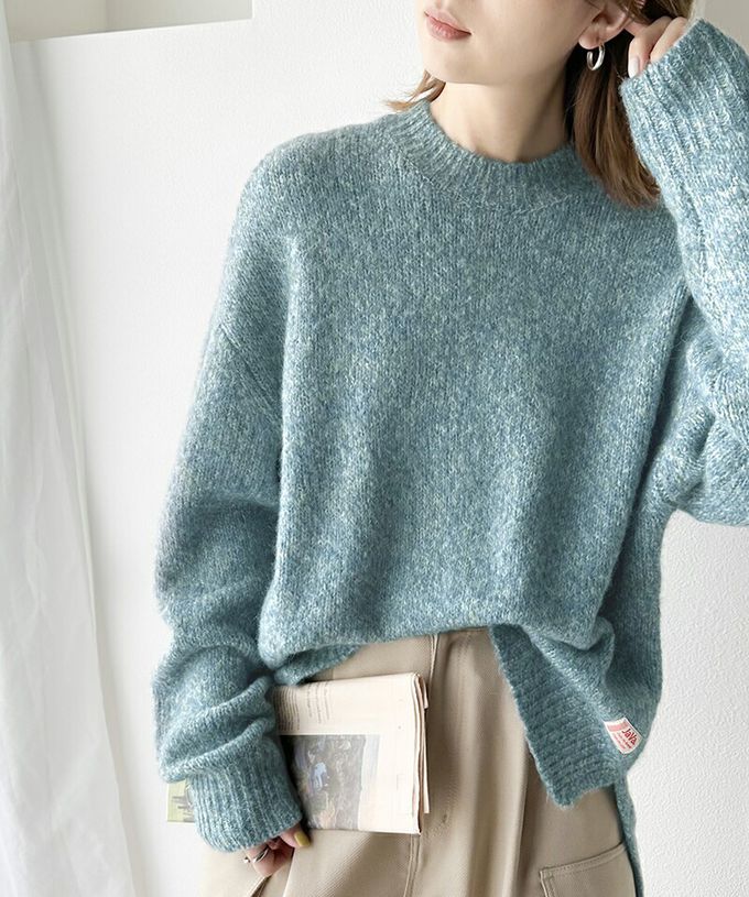 日本 Classical Elf - Java 溫柔感羊毛混紡針織上衣-水藍白