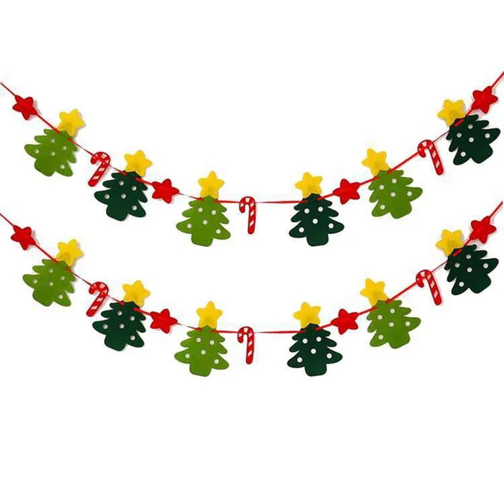超萌小聖誕樹拐杖拉條串旗吊飾兩入組
