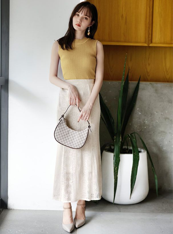 日本 GRL - 針織無袖小高領羅紋背心上衣-綠