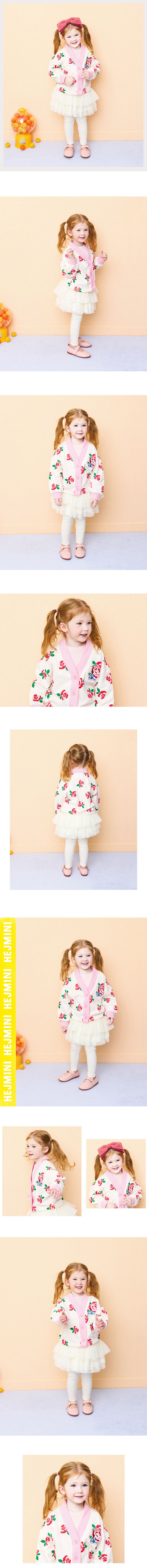 韓國 HEJMINI - 玫瑰花鈕扣開衫外套-象牙色