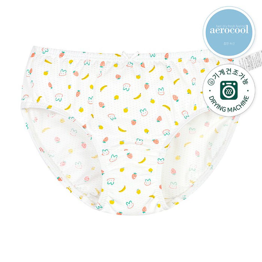 aerocool 涼感快乾洞洞三角褲(女寶)-繽紛手繪水果-白