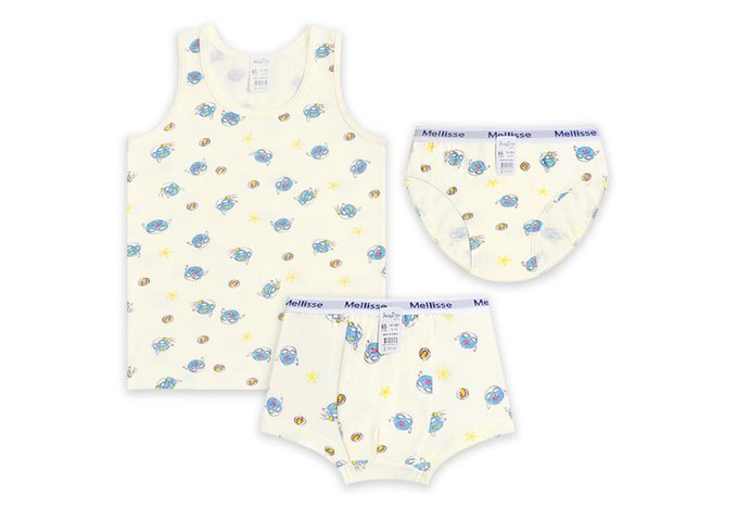 韓國 Mellisse - 韓製棉混紡三角褲(男寶)-卡通人物美國隊長-米黃