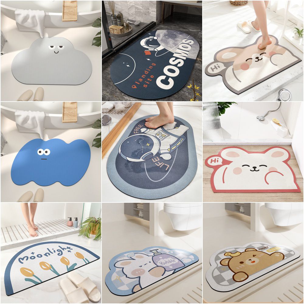 科技絨速乾防滑腳踏墊-震驚小綠花-綠色