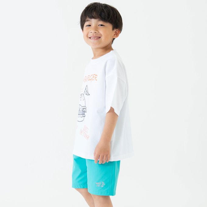 日本 petit main - 100%棉 塗鴉系食物印花短袖上衣-薯條-粉紅