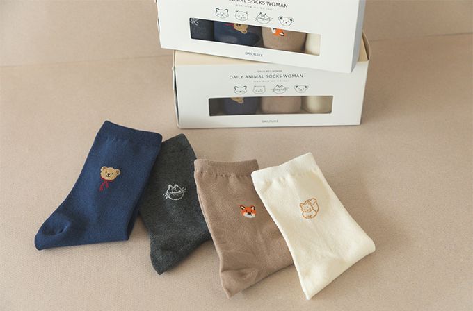 韓國 Daily Like - 女用襪子/中筒襪4入組-1 (220~250mm)