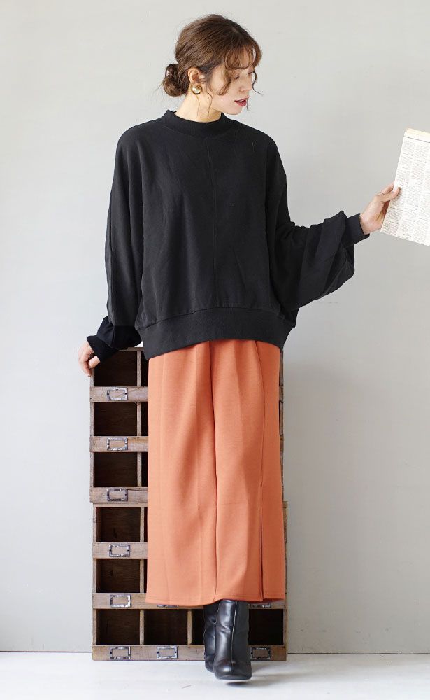 日本 zootie - 純棉落肩寬鬆飛鼠袖上衣-黑