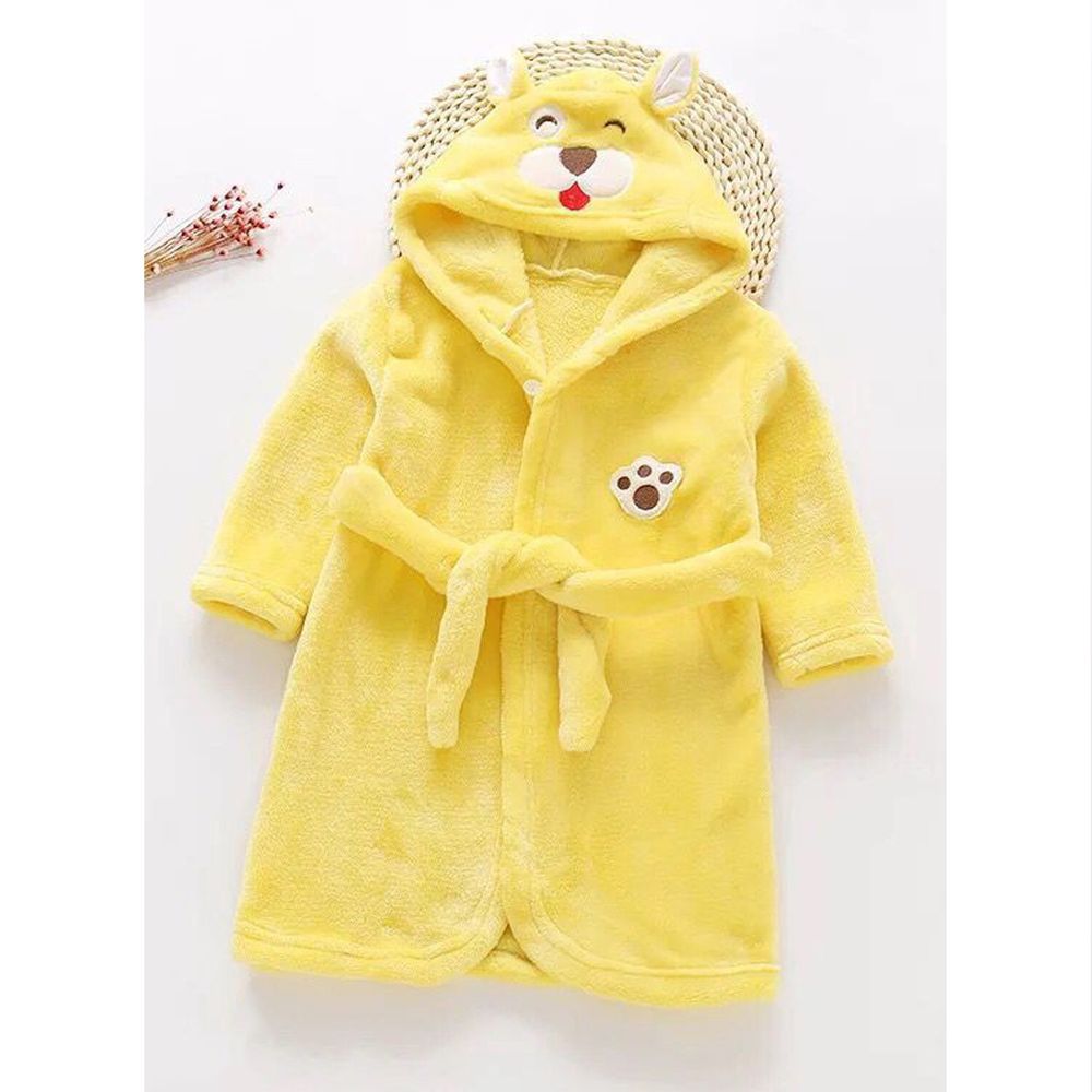 超柔軟珊瑚絨浴袍睡衣-黃色小熊