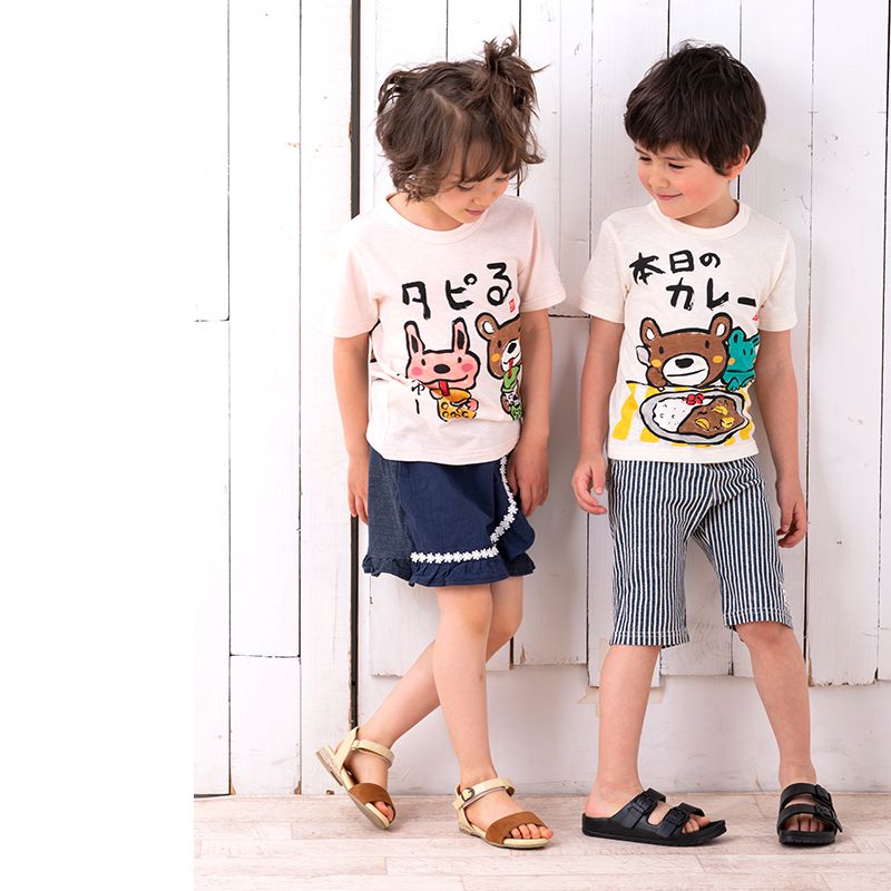 日本 ZOOLAND - 和風手繪印花純棉短T-F珍珠奶茶-淺粉