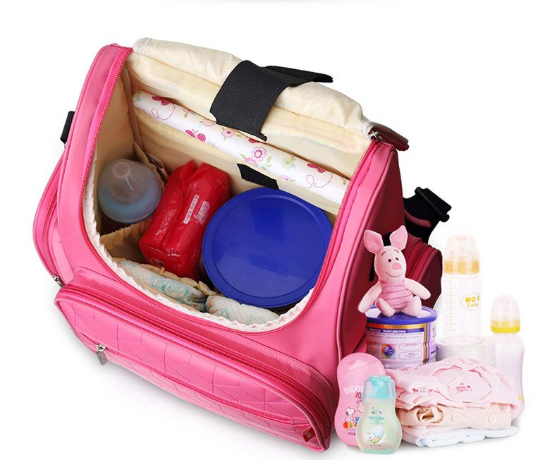 insular - 大開口大容量防水後背包/媽媽包-波紋-灰色 (31x15x39cm)