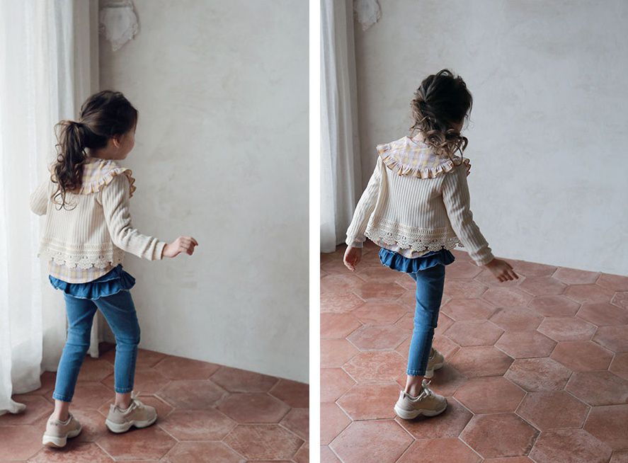 韓國 PuellaFLO - 蝴蝶結蛋糕裙長褲-深藍