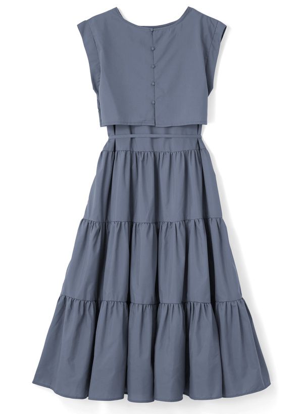 日本 GRL - 清新蛋糕層次無袖兩件式洋裝-奶茶棕