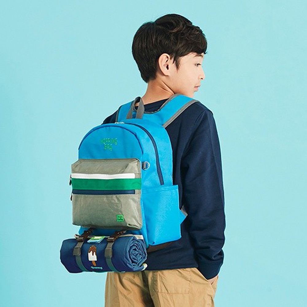 韓國 Victoria & Friends - (超值優惠組)減壓兒童背包+野餐墊-深藍