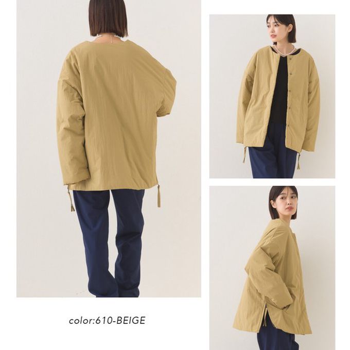 日本 OMNES - 側拉鍊造型科技羽絨無領保暖外套-黑