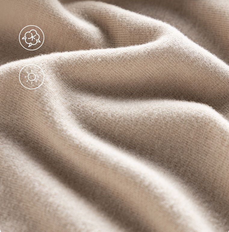 2%羊毛絨高領長袖上衣-高領-棕色