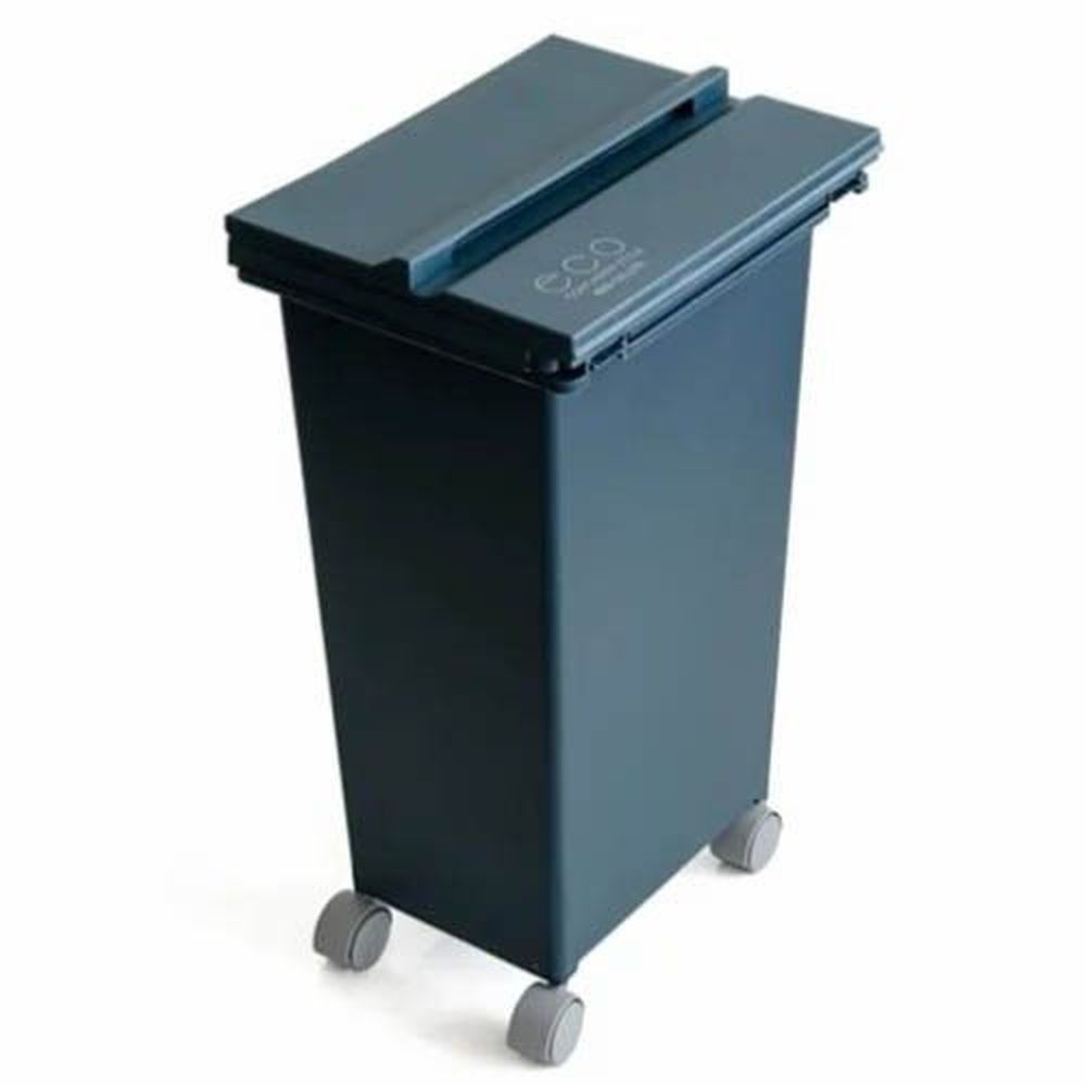 日本 eco container style - 三段式掀蓋質感垃圾桶-藍色-21L