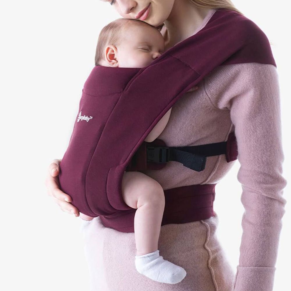美國 ergobaby - Embrace環抱二式初生嬰兒背帶-酒紅色