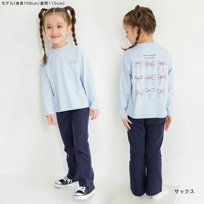 日本 BRANSHES - 100%棉 可愛女孩印花長袖上衣-貓貓相機-象牙白