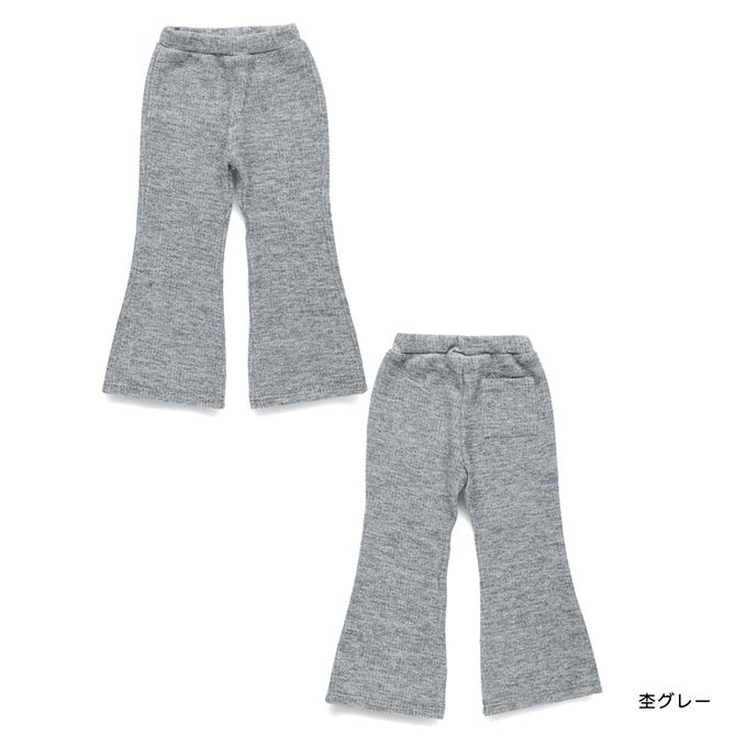 日本 BRANSHES - 保暖羅紋針織小喇叭褲-灰